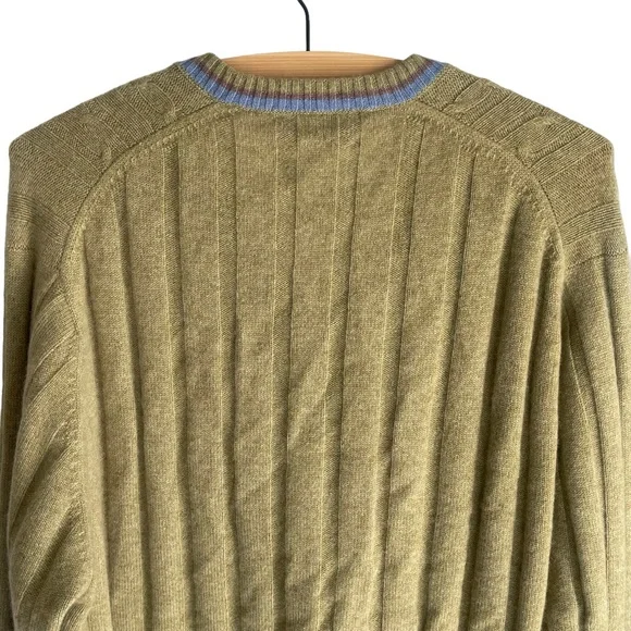 HOUSE OF CASHMERE MENS V-NECK PULLOVER SWEATER | 100% CASHMERE |GREEN | SIZE XL - Picture 4 of 9